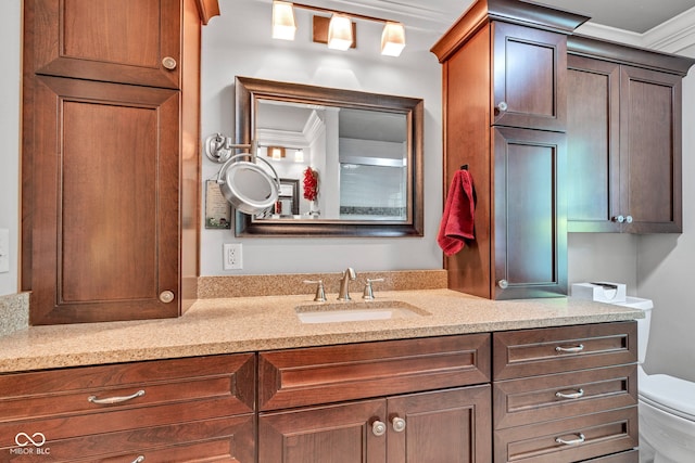 900 W Busby St, Lebanon, IN 46052 - bathroom featuring vanity and ornamental molding