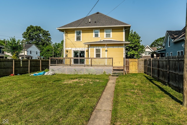805 N Temple Ave, Indianapolis, IN 46201 - rear view of property with a fenced backyard and a deck