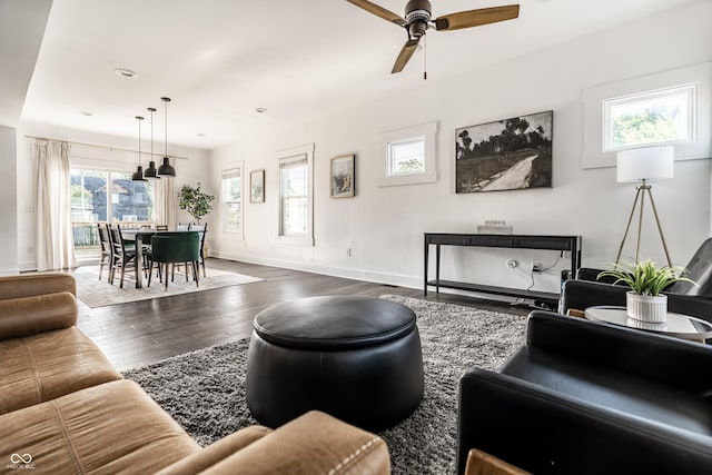 805 N Temple Ave, Indianapolis, IN 46201 - living area with ceiling fan, wood finished floors, and recessed lighting
