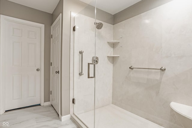 4428 Edinburgh Pt, Indianapolis, IN 46228 - bathroom featuring a shower stall and marble finish flooring