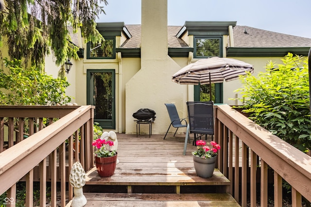 4428 Edinburgh Pt, Indianapolis, IN 46228 - wooden terrace with outdoor dining space