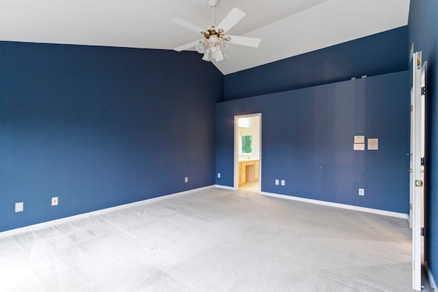 11036 Ravenna Way, Indianapolis, IN 46236 - unfurnished room featuring ceiling fan, carpet floors, vaulted ceiling, and baseboards