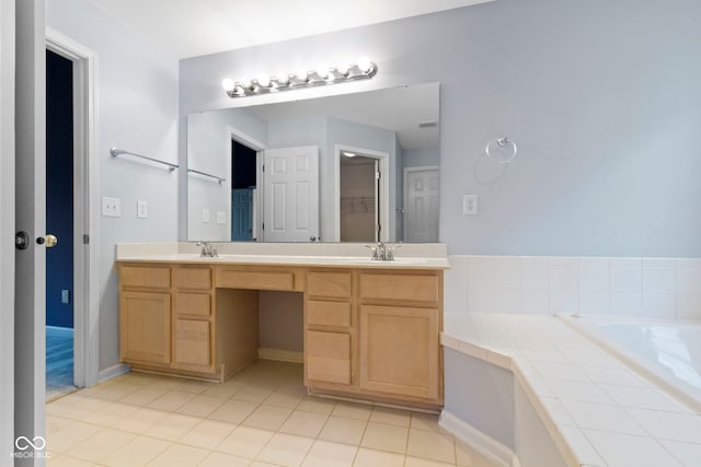 11036 Ravenna Way, Indianapolis, IN 46236 - full bath featuring double vanity, a bath, and tile patterned floors