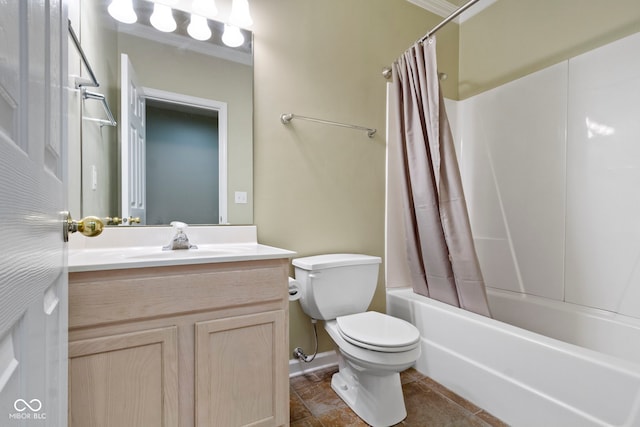 11036 Ravenna Way, Indianapolis, IN 46236 - full bathroom with shower / bath combo, vanity, toilet, and baseboards