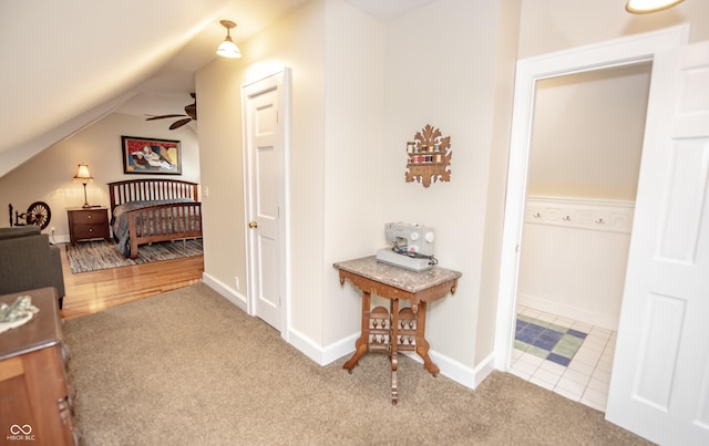 5024 N Kenwood Ave, Indianapolis, IN 46208 - bedroom with carpet, lofted ceiling, and baseboards