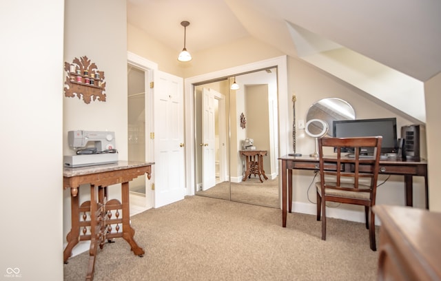 5024 N Kenwood Ave, Indianapolis, IN 46208 - home office with carpet floors and lofted ceiling