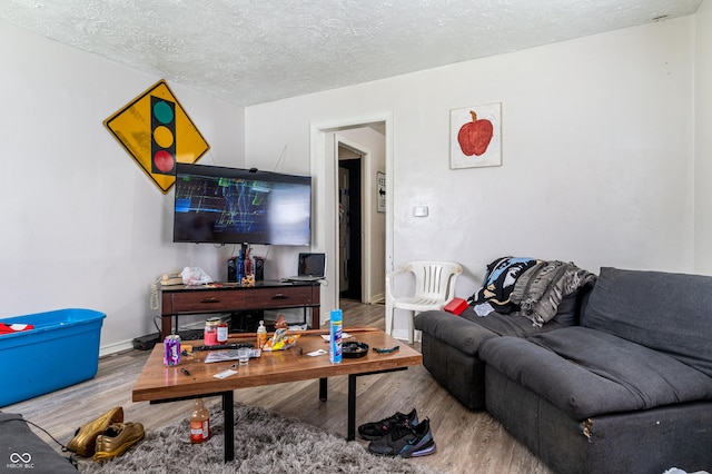 3065 N Colorado Ave, Indianapolis, IN 46218 - living area featuring wood finished floors, a textured ceiling, and baseboards