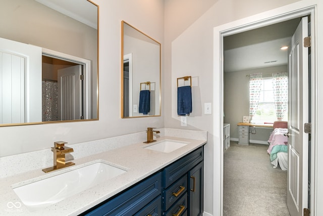 8263 Bryce Blvd, Pendleton, IN 46064 - bathroom featuring double vanity and baseboards