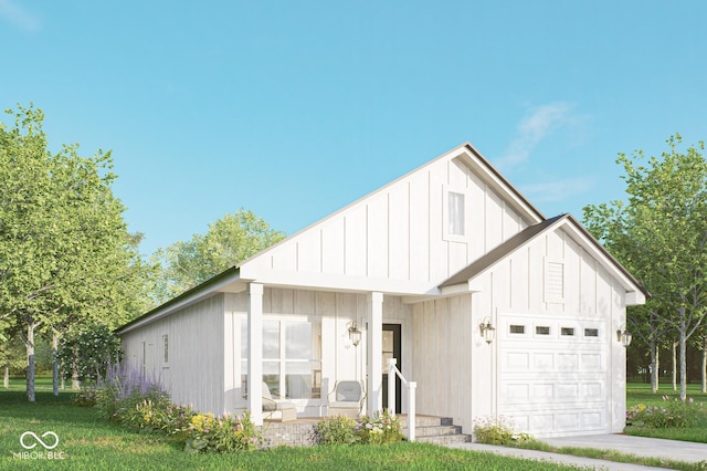 3226 Keystone Lakes Way, Indianapolis, IN 46237 - view of front of property featuring board and batten siding, an attached garage, and a front yard