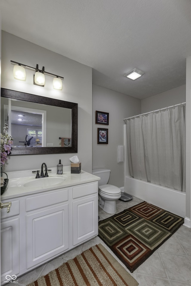 2553 Forest Hills Blvd, Greenwood, IN 46143 - full bath with vanity, toilet, shower / tub combo with curtain, and tile patterned floors