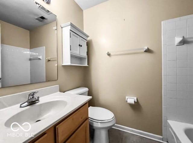 7211 Topp Creek Ct, Indianapolis, IN 46214 - bathroom with vanity, tile patterned floors, and shower / tub combination