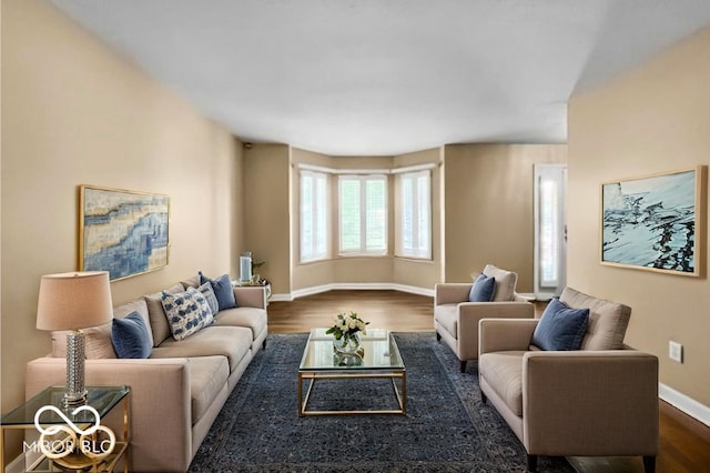 7211 Topp Creek Ct, Indianapolis, IN 46214 - living room with dark wood-type flooring and baseboards
