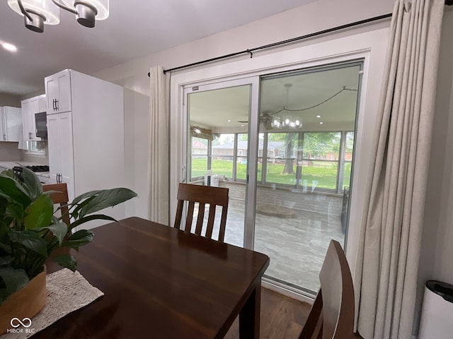 3520 Lantern Ln, Columbus, IN 47203 - dining room featuring a chandelier and wood finished floors