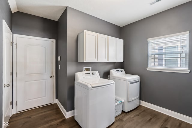 1893 Devonshire Ave, Avon, IN 46123 - washroom featuring cabinet space, washing machine and clothes dryer, dark wood finished floors, and baseboards