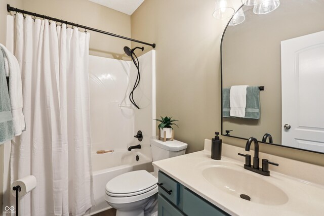 1893 Devonshire Ave, Avon, IN 46123 - bathroom featuring vanity, shower / bathtub combination with curtain, and toilet
