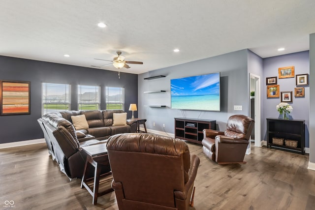 1893 Devonshire Ave, Avon, IN 46123 - living area featuring ceiling fan, wood finished floors, baseboards, and recessed lighting