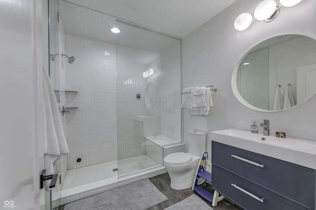 8695 Morgan Dr, Fishers, IN 46038 - full bath with vanity, tiled shower, and wood finished floors