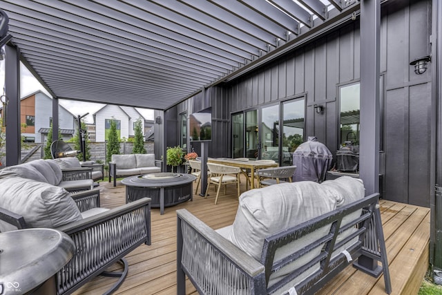 8695 Morgan Dr, Fishers, IN 46038 - wooden deck with outdoor lounge area and outdoor dining area