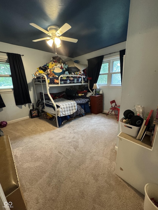 800 N Walnut Hls, Crawfordsville, IN 47933 - bedroom featuring carpet floors, a ceiling fan, and baseboards
