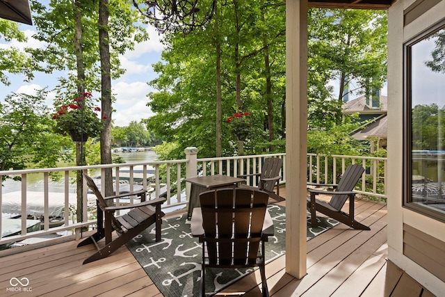 8133 Lower Bay Ln, Indianapolis, IN 46236 - wooden deck featuring a water view
