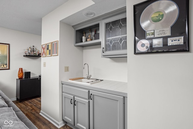 8133 Lower Bay Ln, Indianapolis, IN 46236 - indoor wet bar featuring dark wood-style flooring and baseboards