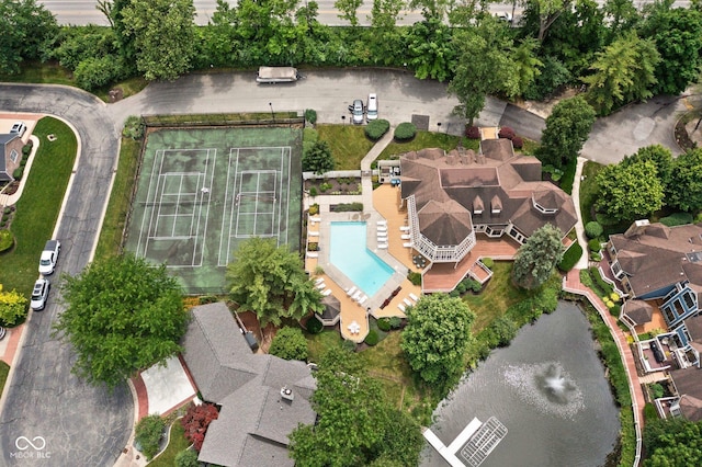 8133 Lower Bay Ln, Indianapolis, IN 46236 - drone / aerial view of a pool area and a nearby body of water