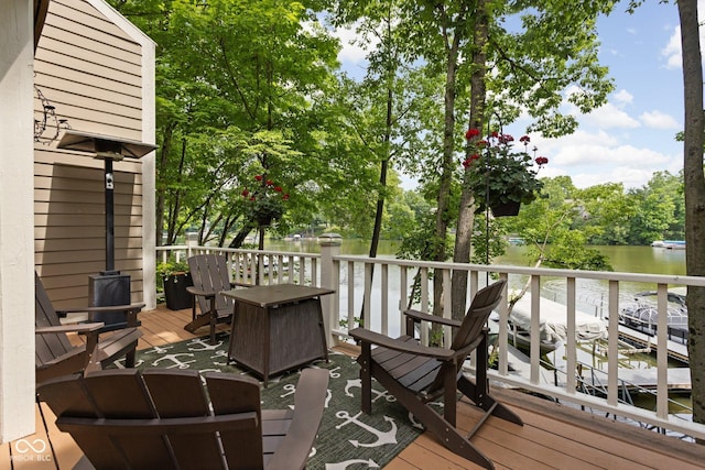 8133 Lower Bay Ln, Indianapolis, IN 46236 - wooden terrace featuring a water view and view of wooded area