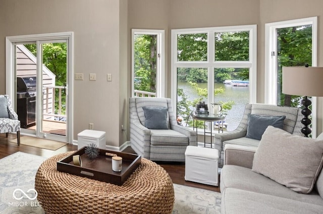 8133 Lower Bay Ln, Indianapolis, IN 46236 - living area with wood finished floors and a water view