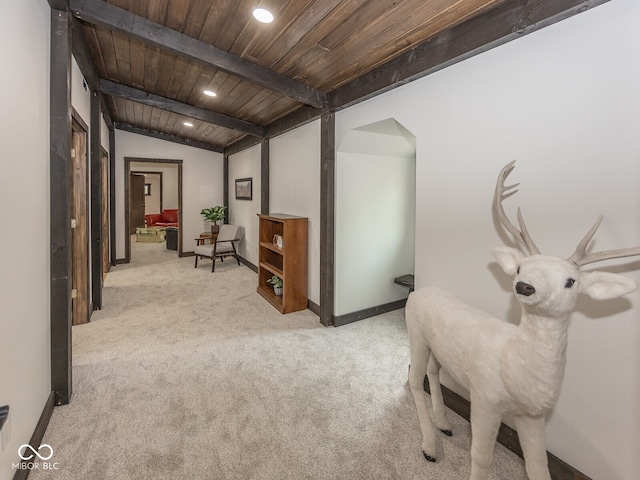 2004 Layton Rd, Anderson, IN 46011 - sitting room featuring wood ceiling, light carpet, baseboards, and recessed lighting