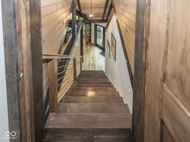 2004 Layton Rd, Anderson, IN 46011 - stairs featuring wooden walls and wood finished floors