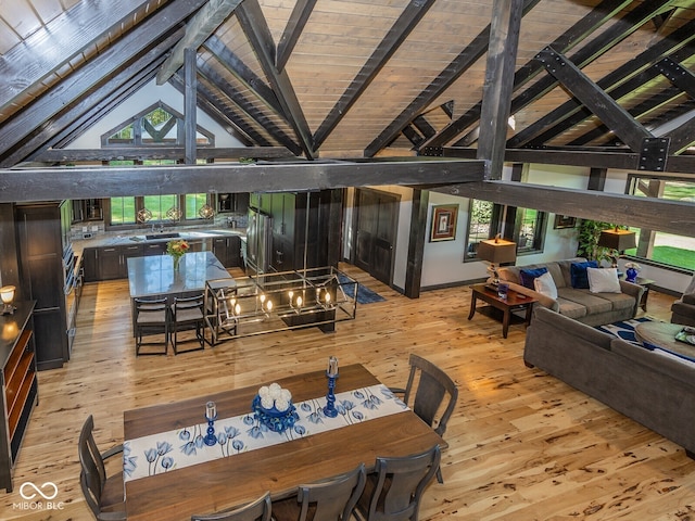 2004 Layton Rd, Anderson, IN 46011 - dining space with light wood-style flooring and wooden ceiling