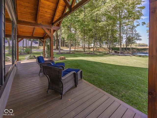 2004 Layton Rd, Anderson, IN 46011 - wooden terrace featuring a lawn