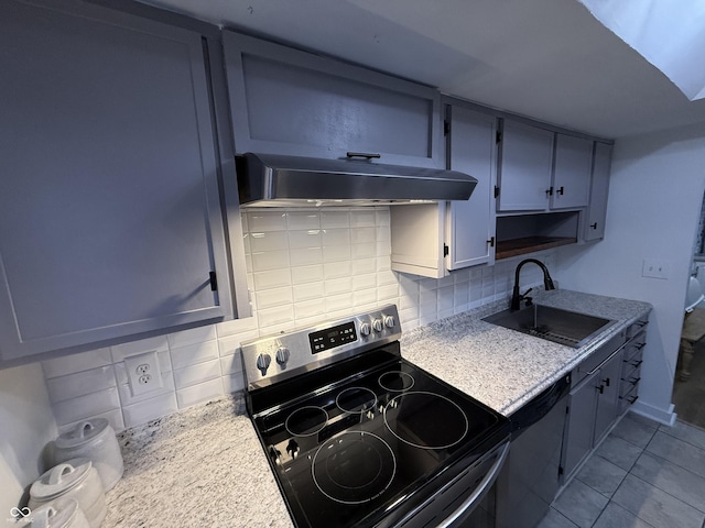 7492 Country Brook Dr, Indianapolis, IN 46260 - kitchen with stainless steel appliances, ventilation hood, a sink, and tasteful backsplash