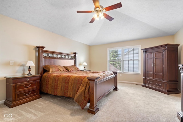 15515 Alameda Pl, Westfield, IN 46074 - bedroom with light colored carpet, baseboards, vaulted ceiling, and a ceiling fan