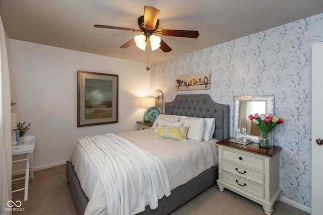2766 Del Prado Dr Unit 6, Indianapolis, IN 46227 - carpeted bedroom featuring wallpapered walls, baseboards, and ceiling fan