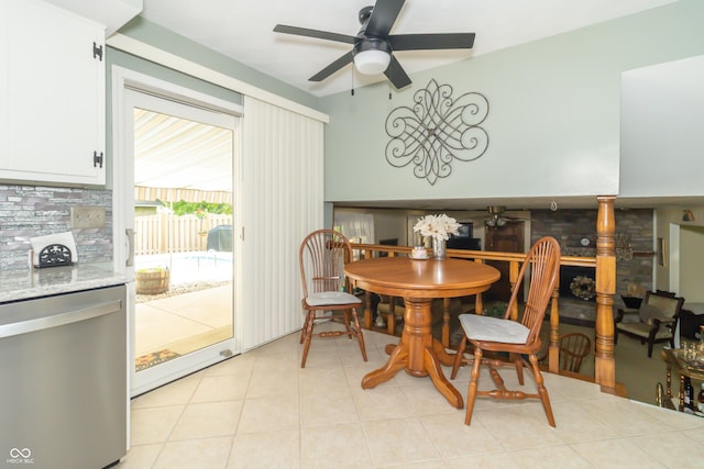 12014 Briar Way Center Dr, Indianapolis, IN 46126 - dining room with ceiling fan and light tile patterned floors