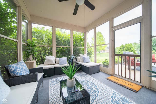 1145 Forest Commons Dr, Avon, IN 46123 - sunroom / solarium featuring a ceiling fan and outdoor lounge area