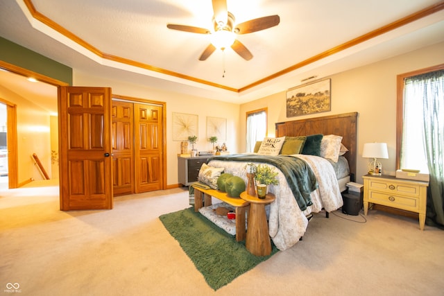 1145 Forest Commons Dr, Avon, IN 46123 - bedroom with a tray ceiling, multiple windows, and light carpet