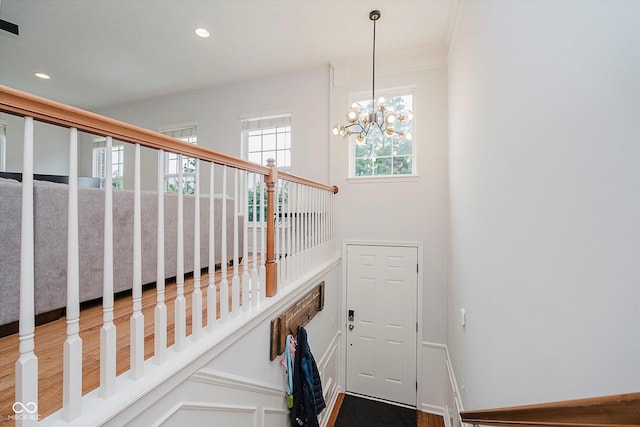 755 Ivy Ln, Carmel, IN 46032 - stairway featuring a chandelier and recessed lighting