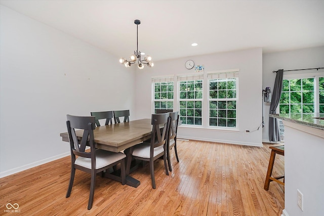 755 Ivy Ln, Carmel, IN 46032 - dining area with a chandelier, light wood-style flooring, and recessed lighting