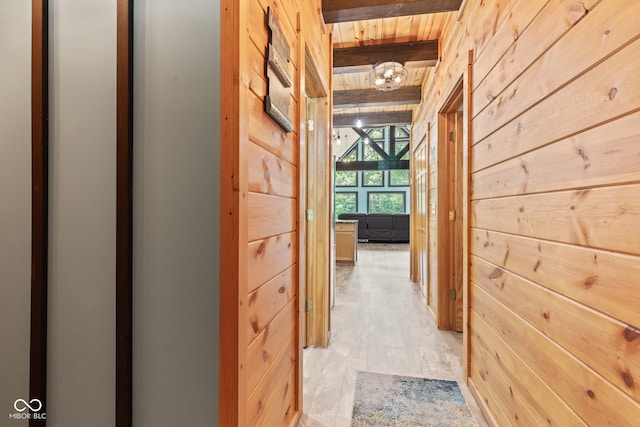 2540 S Annapolis Rd, Rockville, IN 47872 - corridor with wooden walls and light wood-style flooring