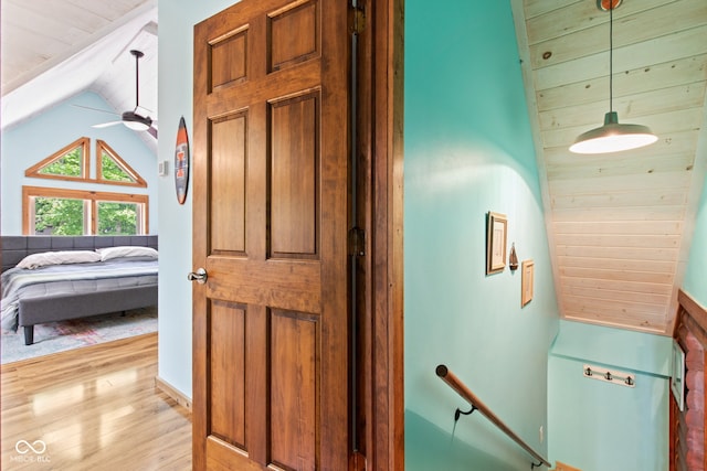2540 S Annapolis Rd, Rockville, IN 47872 - corridor featuring light wood-style floors, lofted ceiling, and an upstairs landing
