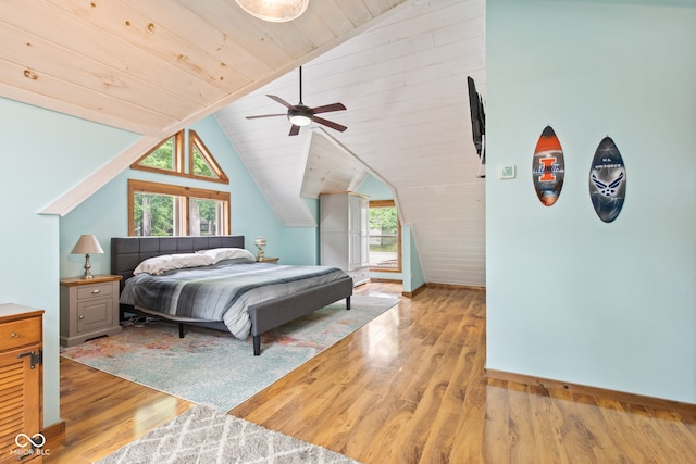 2540 S Annapolis Rd, Rockville, IN 47872 - bedroom featuring multiple windows, vaulted ceiling, wood finished floors, baseboards, and wooden ceiling