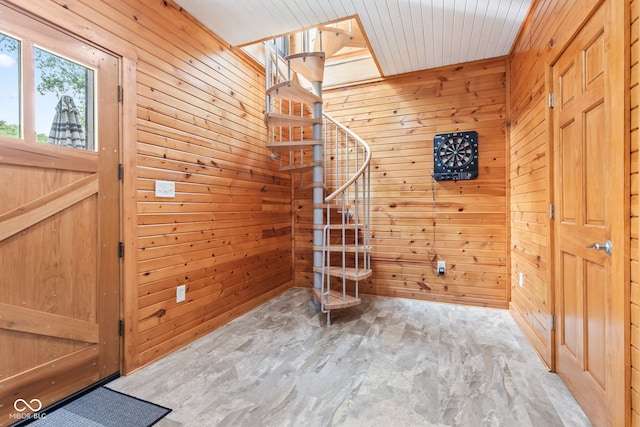 2540 S Annapolis Rd, Rockville, IN 47872 - stairs featuring wood walls and a skylight