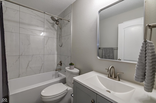 19187 Outer Bank Rd, Noblesville, IN 46062 - bathroom featuring toilet, tub / shower combination, vanity, and a textured ceiling