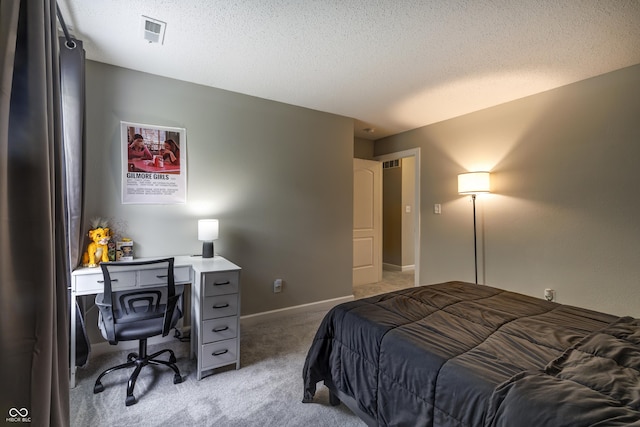 19187 Outer Bank Rd, Noblesville, IN 46062 - bedroom with light colored carpet, a textured ceiling, a desk, and baseboards