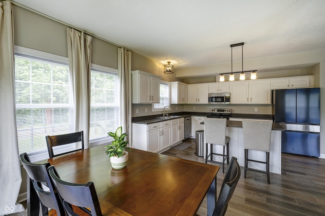 19187 Outer Bank Rd, Noblesville, IN 46062 - dining area with dark wood-style flooring