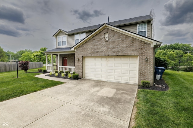 19187 Outer Bank Rd, Noblesville, IN 46062 - traditional-style home with brick siding, concrete driveway, covered porch, and a garage