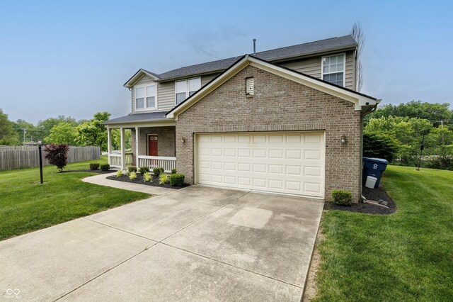 19187 Outer Bank Rd, Noblesville, IN 46062 - traditional-style house featuring brick siding, driveway, a garage, and covered porch