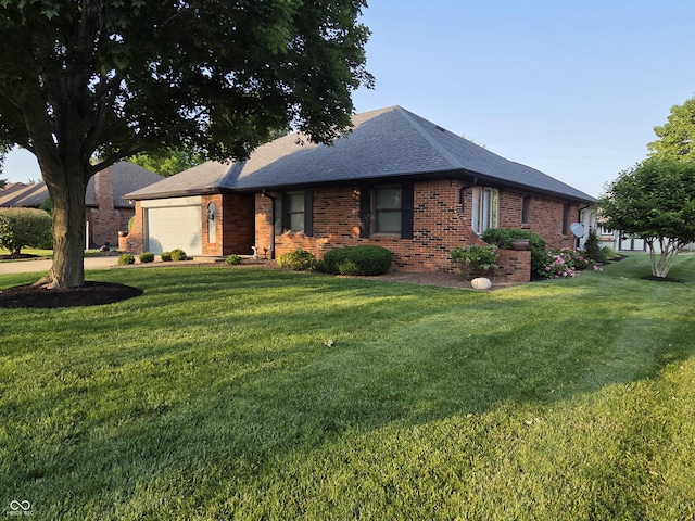 1201 Briarwood Dr, Brownsburg, IN 46112 - view of front of house featuring a garage, brick siding, a front lawn, and a shingled roof